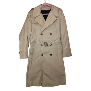 USMC Pewter 2246 All Weather Dress Coat Mens 40L Double Breasted Belted Trench